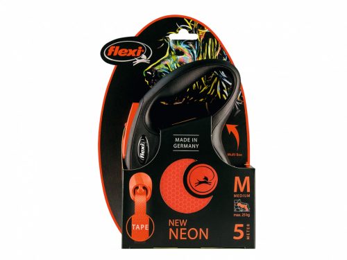 Flexi New Neon M szalagos automata póráz narancssárga 5m 
