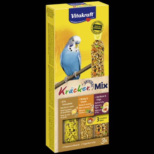 Vitakraft Kracker-Mix - Triplarúd tojás, sárgabarack, méz hullámos papagájnak 60g.