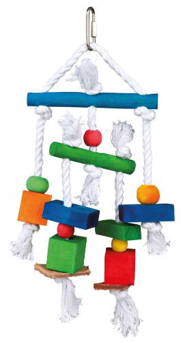 Trixie Wooden Toy on a Rope - Fajáték kötéllel nagypapagájoknak 24cm
