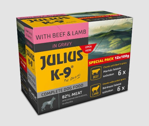 Julius-K9 Beef & Lamb válogatás szószban 12x100g